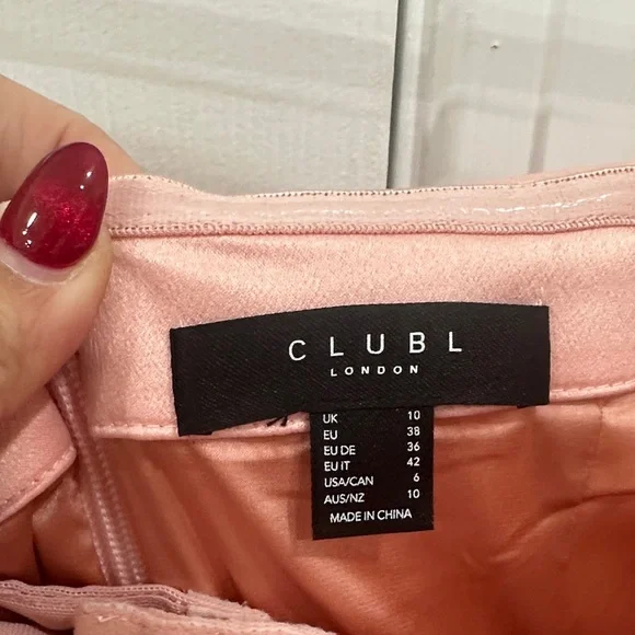 Club L London Blush Pink Satin Bandeau Maxi Dress With Fringe - Picture 2 of 10